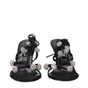 Black Satin Stiletto Heel Sandals