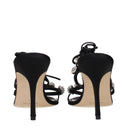 Black Satin Stiletto Heel Sandals