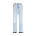 Light Blue Cotton Straight-Leg Jeans