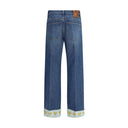 Blue Cotton Straight-Leg Jeans