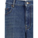 Blue Cotton Straight-Leg Jeans