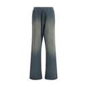 Blue Cotton Casual Pants