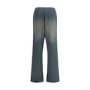 Blue Cotton Casual Pants