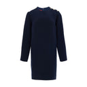 Navy Blue Wool Short Dress