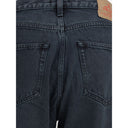 Black Cotton Straight-Leg Jeans