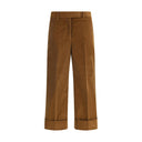 Brown Cotton Casual Pants