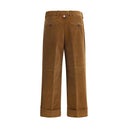 Brown Cotton Casual Pants