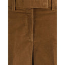 Brown Cotton Casual Pants