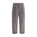 Brown Polyester Casual Pants