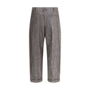 Brown Polyester Casual Pants