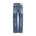 Blue Cotton Straight-Leg Jeans