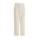 Cream Cotton Casual Pants