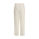 Cream Cotton Casual Pants