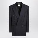 Saint Laurent Long navy blue wool gabardine coat