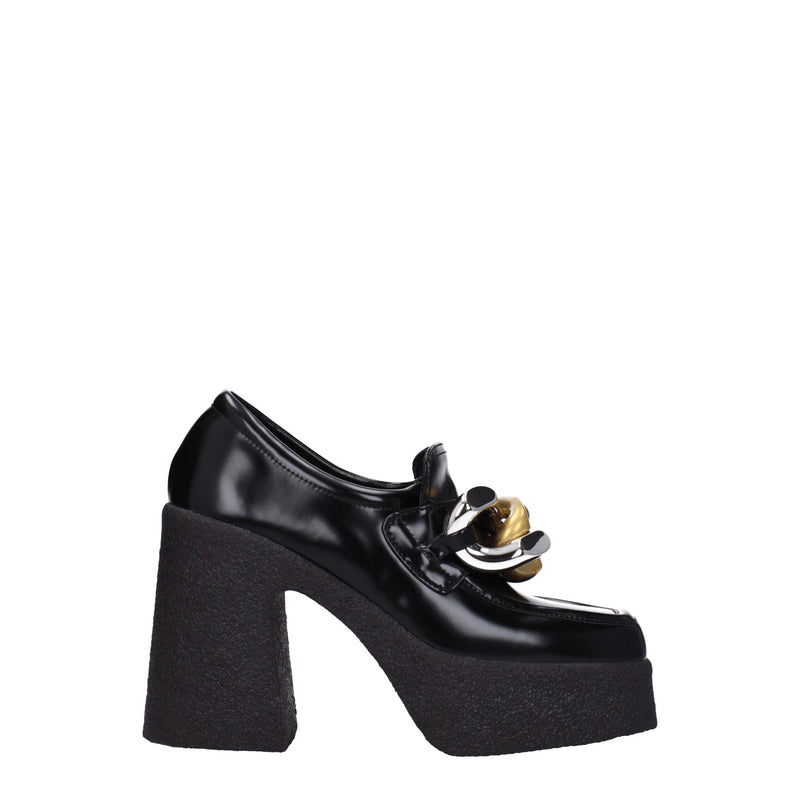 Black Leather Platform Loafers