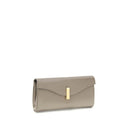 Beige Leather Clutch Bag