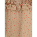 Vestido largo de seda con volantes