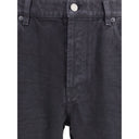 Black Cotton Straight-Leg Jeans