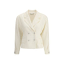 Cream Fleece Wool Blazer