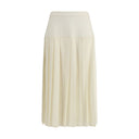 White Fleece Wool Midi Skirt