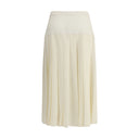 White Fleece Wool Midi Skirt