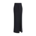 Black Fleece Wool Long Skirt