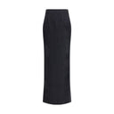 Black Fleece Wool Long Skirt