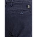 Blue Cotton Casual Pants