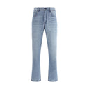 Light Blue Cotton Straight-Leg Jeans