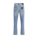 Light Blue Cotton Straight-Leg Jeans