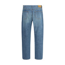 Blue Cotton Straight-Leg Jeans