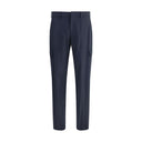 Blue Wool Cargo Pants