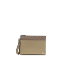 Beige Leather Clutch Bag
