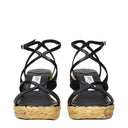 Black Leather Wedge Sandals
