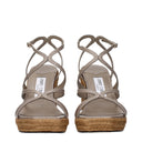 Gray Leather Wedge Sandals