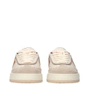 Beige Leather Low Top Sneakers