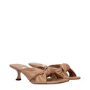Beige Leather Flat Sandals