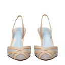 Beige Leather Stiletto Heel Sandals