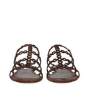 Brown Leather Flat Sandals