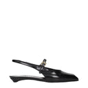Black Leather Flat Sandals