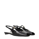 Black Leather Flat Sandals