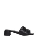 Black Leather Flat Sandals