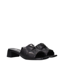 Black Leather Flat Sandals