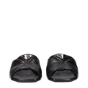 Black Leather Flat Sandals