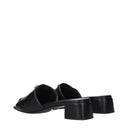 Black Leather Flat Sandals