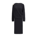 Black Fleece Wool Casual Dress