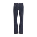 Blue Cotton Straight-Leg Jeans