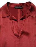 Vestido largo burdeos de satén de acetato y viscosa