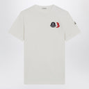 Moncler White T-shirt with embroidered tricolor logo