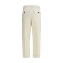 Cream Cotton Casual Pants
